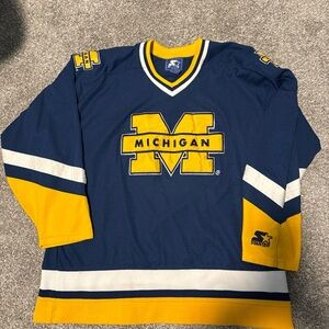 Michigan Wolverines Vintage Starter 90’s Blue and Yellow Hockey Jersey Men’s XL